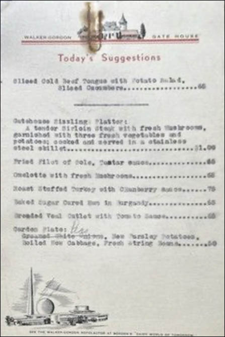 Walker Gordon-1939 menu