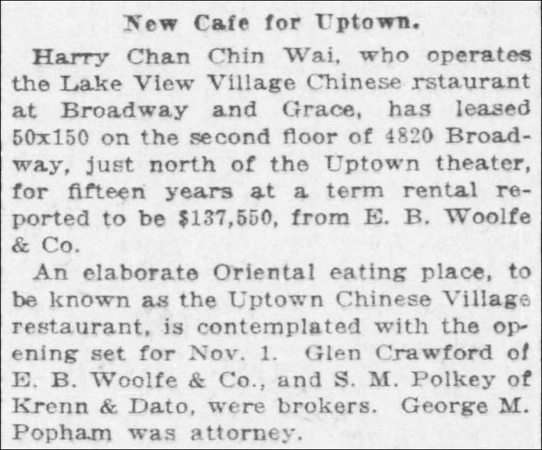 Lakeview_Village_story_of_2nd_restaurant_Chicago_Tribune_Sat_Sep_04_1926